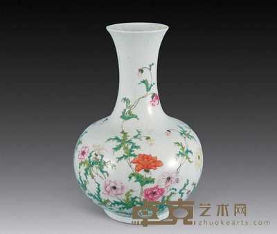 民国 粉彩花卉纹赏瓶 高35cm